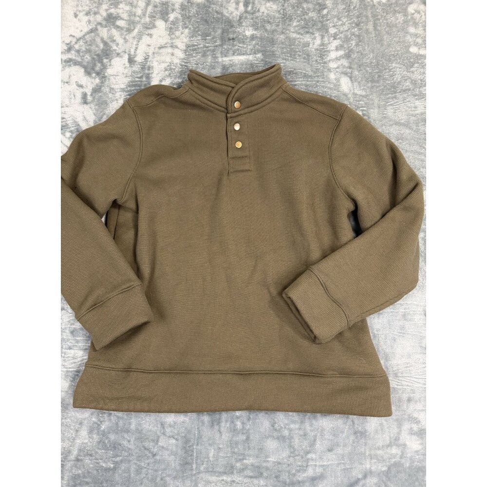 Maxxsel Large Mens Olive Green Waffle Henley Pullover Shirt